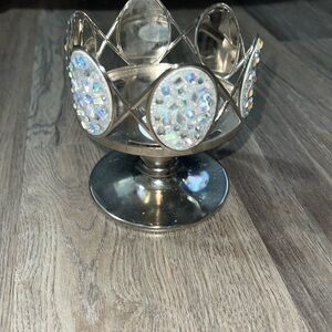 Super Rare Bath And Body Works Gem Encrusted Pedestal 3 Wick Candle Holder